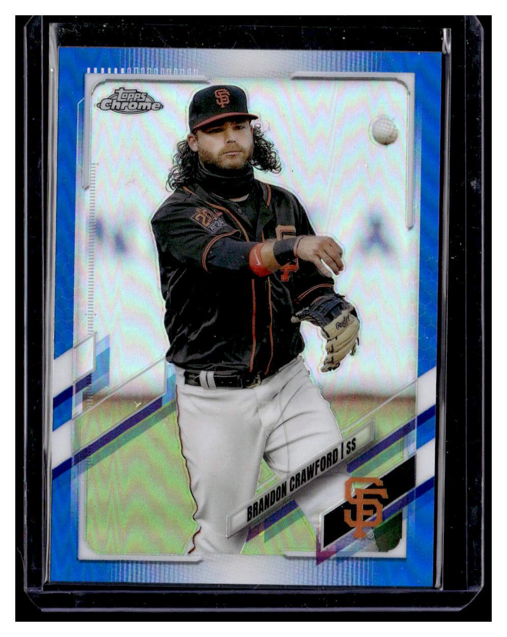 2021 Topps Chrome Black #32 BRANDON CRAWFORD Purple Refractor SP Giants  063/150