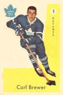 1962-63 Parkhurst #8 Carl Brewer Card - Toronto Maple Leafs - NHL