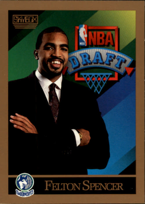 1990 Hoops 395 NBA Draft Felton Spencer Timberwolves Rookie